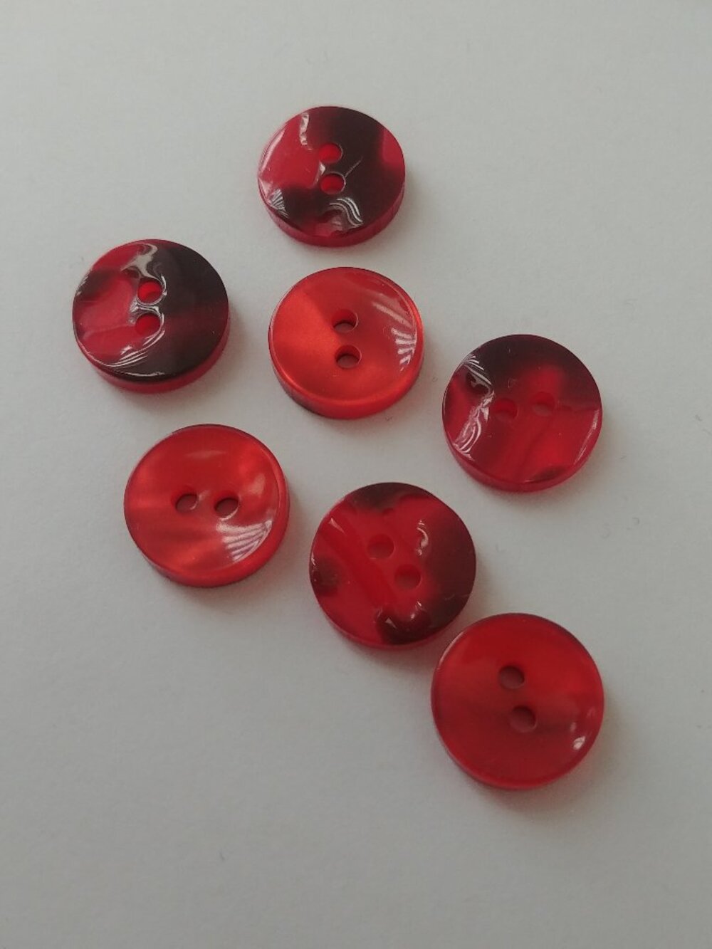 4/$20 matching set of seven 7 glossy red buttons